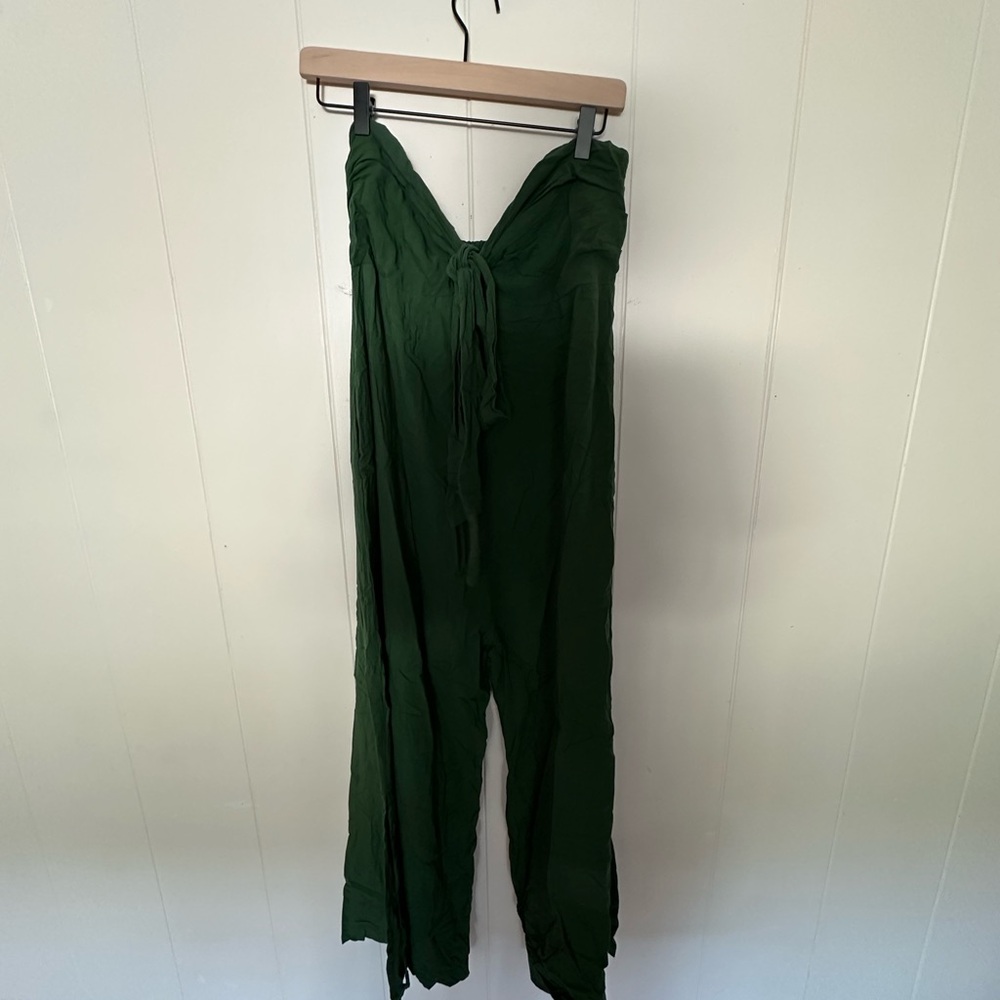 Khush Strapless Wide-Leg Halter Jumpsuit in Forest Green - Picture 8 of 9